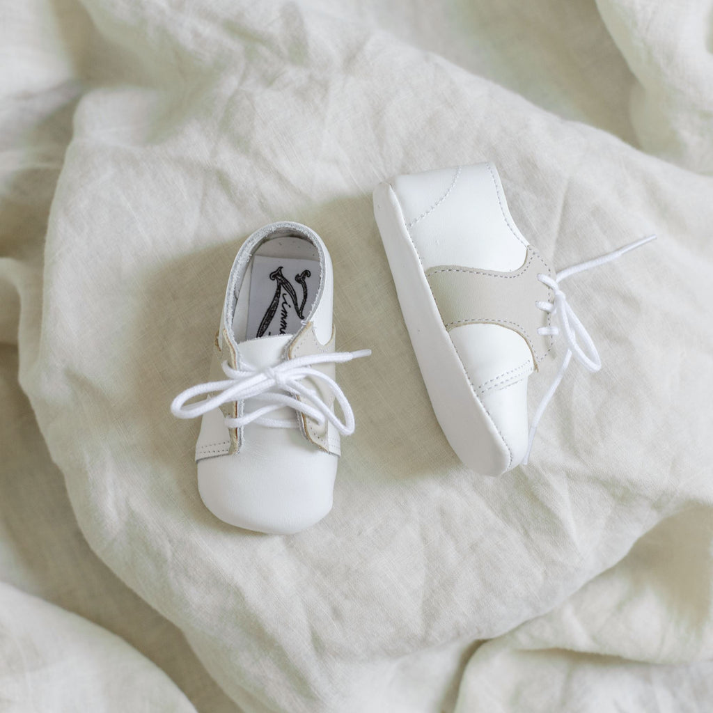 Soft Soled Saddle Shoe - White/Ecru Zimmerman Shoes 