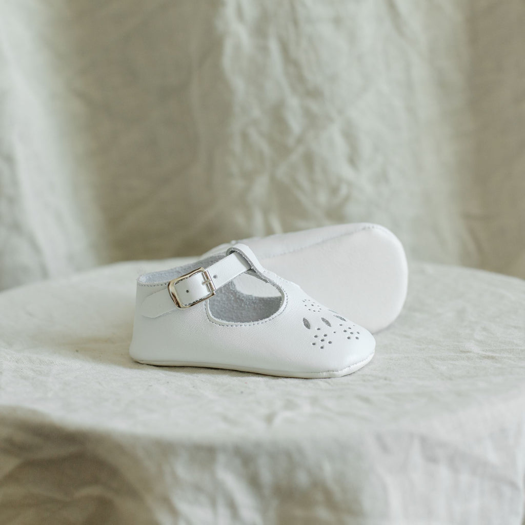 Soft Soled T-Strap - White Zimmerman Shoes 