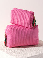 Shiraleah Ezra Quilted Nylon Small Boxy Cosmetic Pouch, Pink by Shiraleah Shiraleah 
