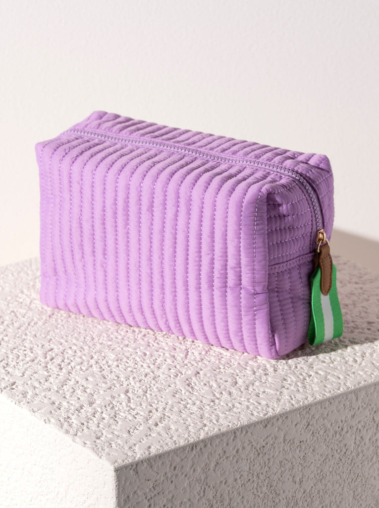 Shiraleah Ezra Quilted Nylon Large Cosmetic Pouch, Lilac by Shiraleah bags Shiraleah 