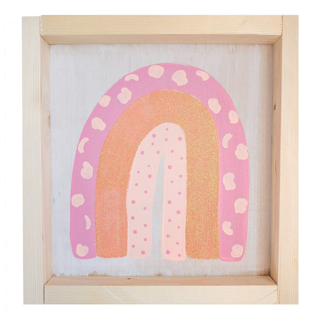 10x10 Glitter Pink Rainbow Wooden Sign | Love, Holston - Home Decor