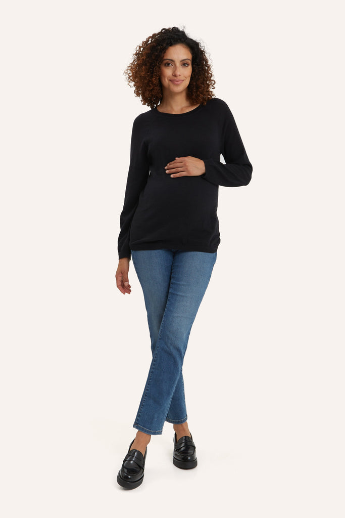 Nina Crew Neck Sweater by NOM Maternity NOM Maternity Black XS 