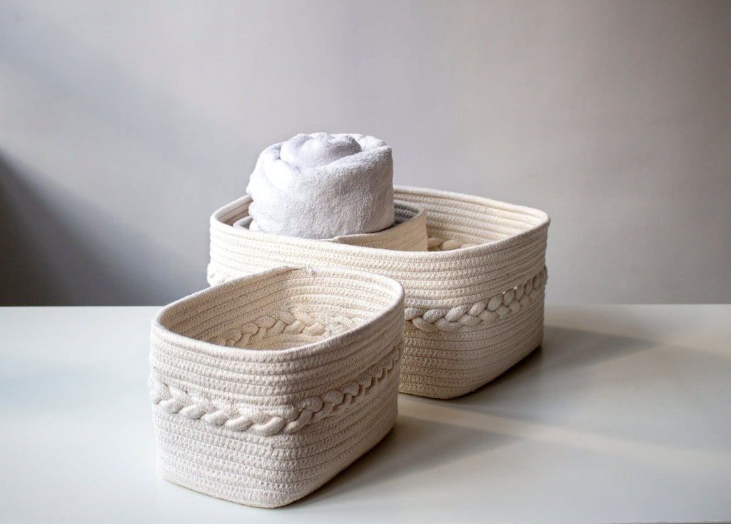 Shiraleah Assorted Set Of 3 Dharma Cotton Rope Organizer Baskets, Ivory by Shiraleah Shiraleah 