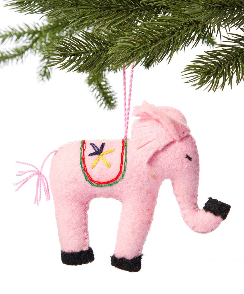 Pink Elephant Ornament Holiday Ornaments Silk Road Bazaar 