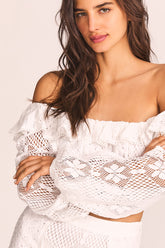 Dorabella Crop Top - True White | LoveShackFancy - Women's Clothing