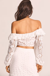 Dorabella Crop Top - True White | LoveShackFancy - Women's Clothing