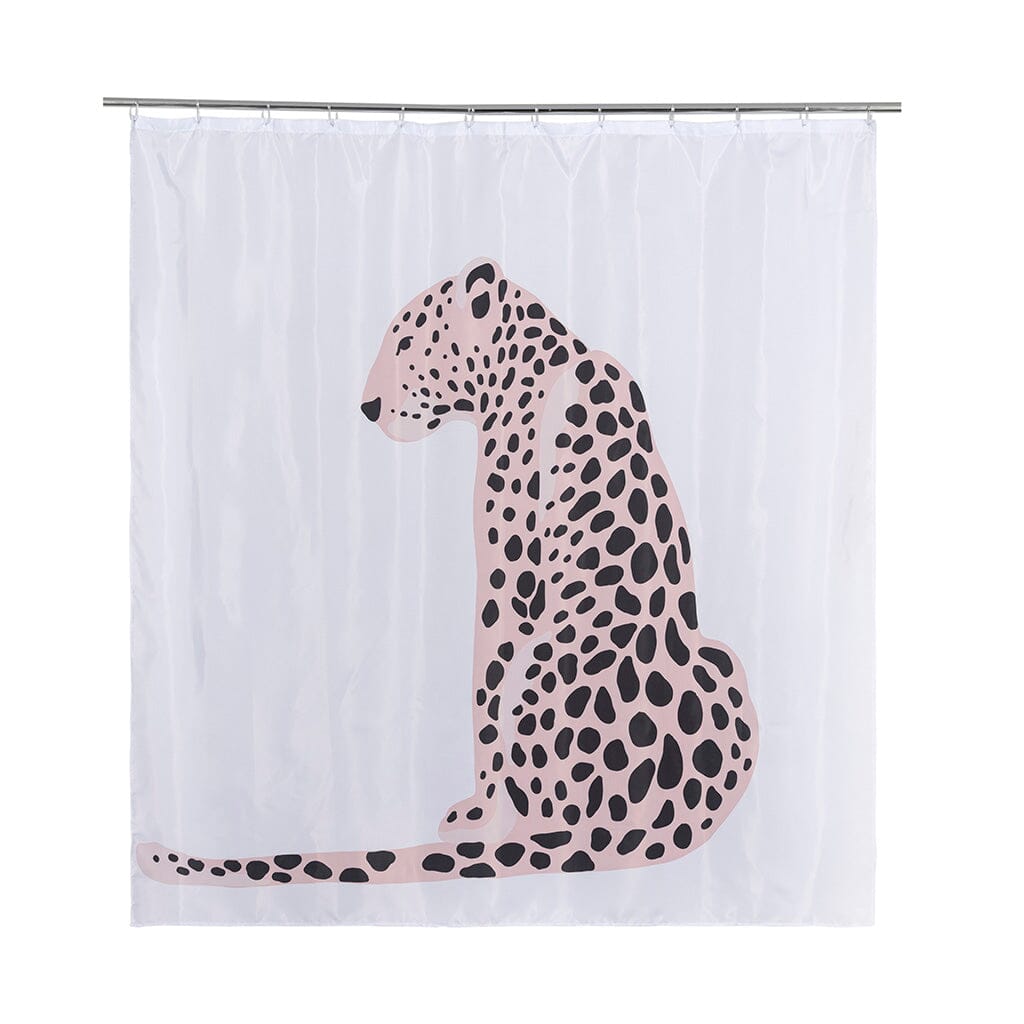 Shiraleah Leopard Shower Curtain, White by Shiraleah Shiraleah 