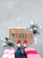 Shiraleah "Festive" Holiday Doormat, Natural by Shiraleah Door Mats Shiraleah 
