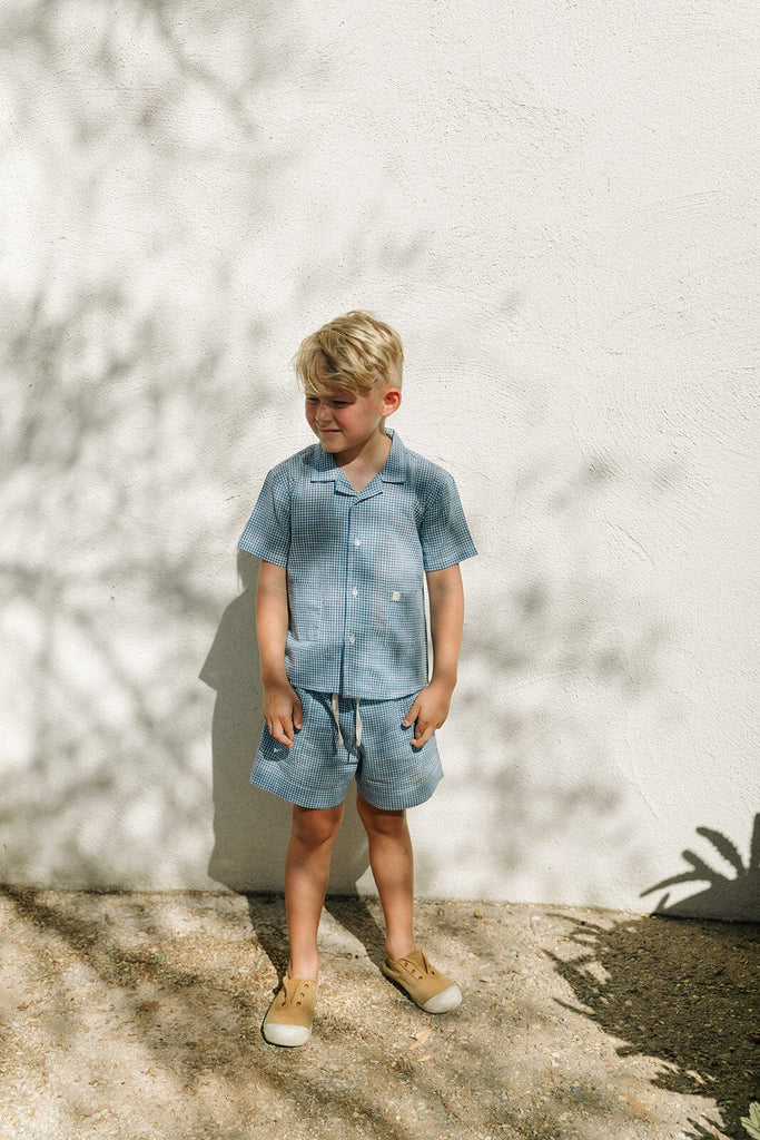 Birch Shorts | Blue Gingham Yarn Dye by Lali Baby & Toddler Bottoms Lali 