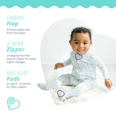Zipper Footie - Swinging Panda on Aqua 100% Pima Cotton by Feather Baby Feather Baby 