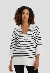 Suki Sweater by NOM Maternity Maternity Sweaters NOM Maternity Black and White Stripe XS 