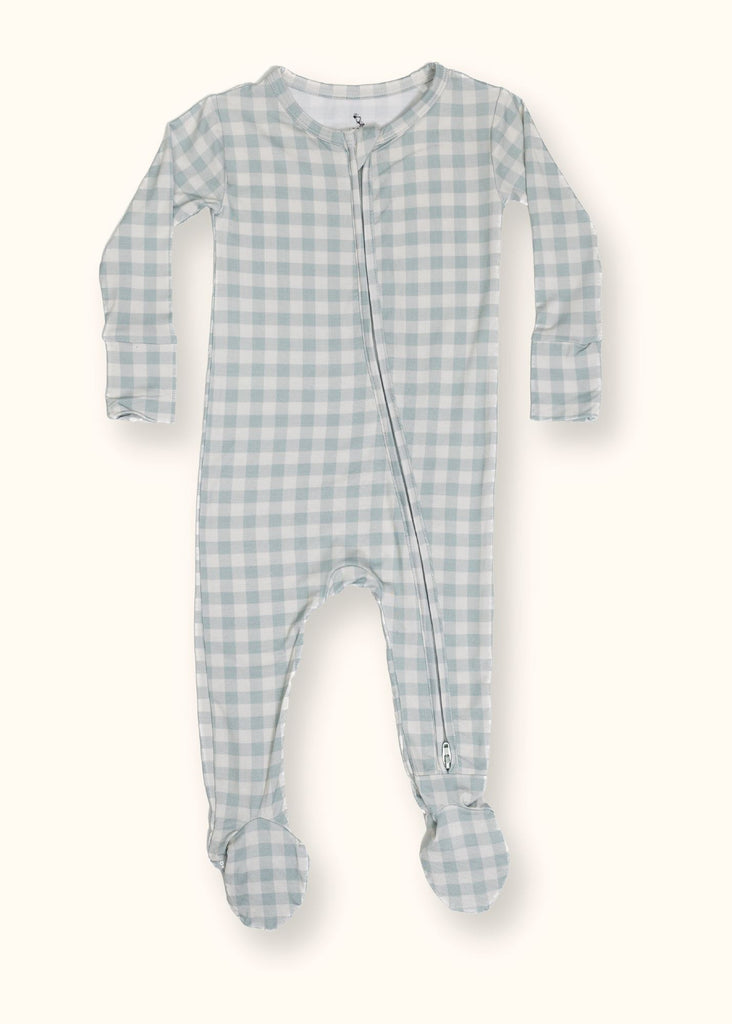 Mint Gingham Footie Pajama by Loocsy Loocsy 