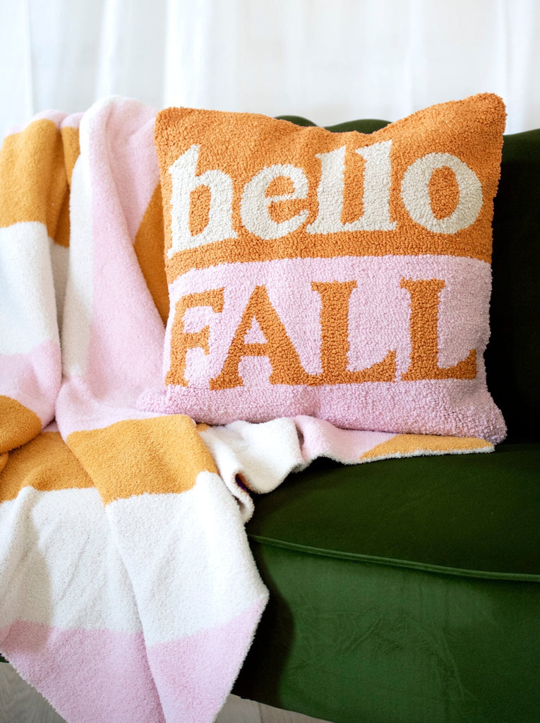 Shiraleah "Hello Fall" Pink & Orange Textured Decorative Pillow, Multi by Shiraleah Throw Pillows Shiraleah 