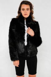 Fur Delish Jacket in Black Faux Fur Unreal Fur 