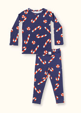 Navy Candy Cane Pajama Set by Loocsy Loocsy 
