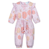 Waist-Tie Romper - Amelia on Pink 100% Pima Cotton by Feather Baby Feather Baby 