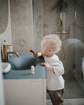 Finger Toothbrush (Tradewinds/Stone) | Mushie - Baby's and Toddler's Bath Accessories