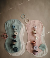 Muslin Burp Cloth Organic Cotton 2-Pack (Roman Green/Fog) | Mushie - Baby Feeding Accessories