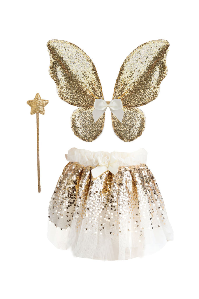 Gracious Gold Sequins Skirt, Wings, & Wand Costumes Great Pretenders USA 4-6 