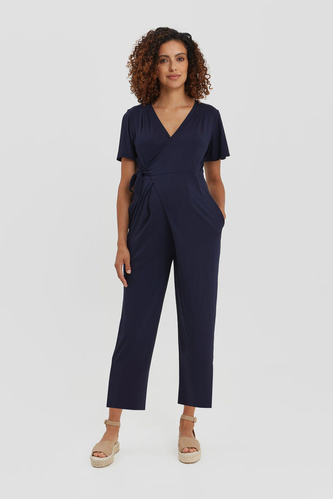 Lucia Jumpsuit by NOM Maternity Maternity Jumpsuits & Rompers NOM Maternity Navy XS 