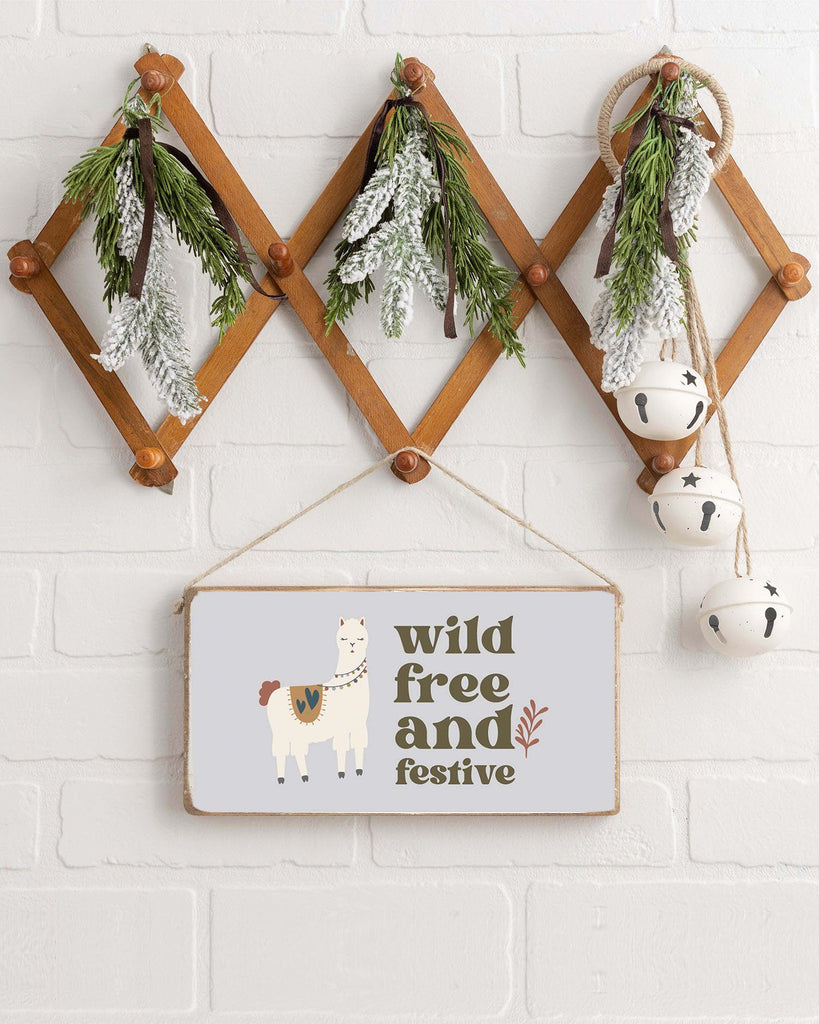 Wild Free and Festive Twine Hanging Sign | Bohemian Mama Holiday Home Decor