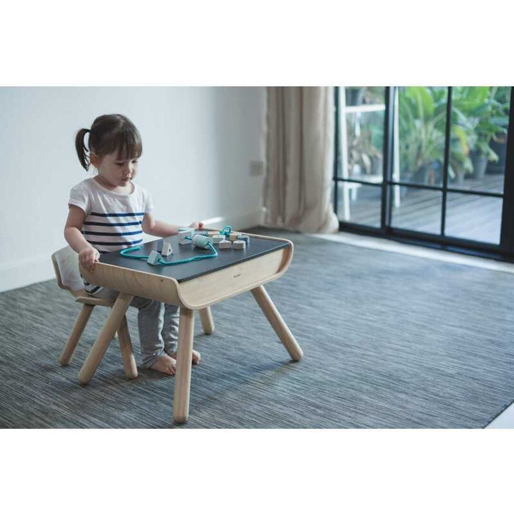 Table & Chair - Black Wooden Toys PlanToys USA 