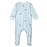 Zipper Footie - Curly Sheep on Baby Blue 100% Pima Cotton by Feather Baby Feather Baby 