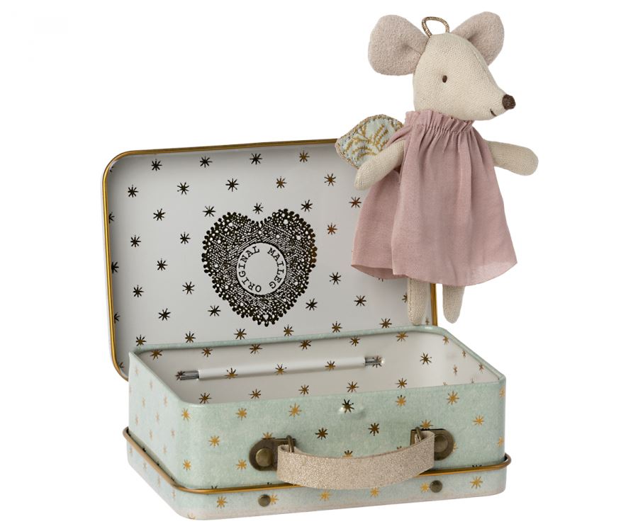 Presale - Angel mouse in suitcase Toys Maileg 