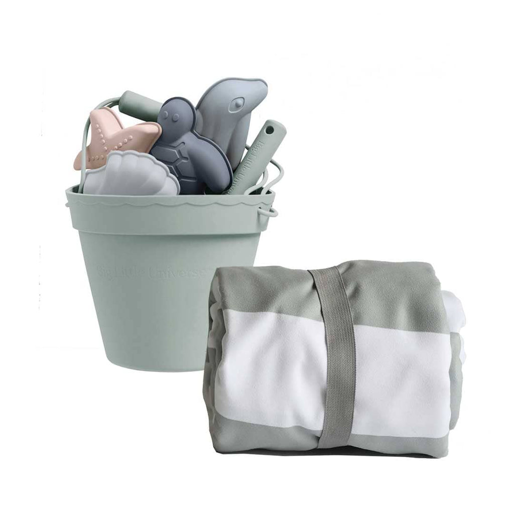 Beach Bucket and Towel Set by Big Little Universe Big Little Universe Sage Green 