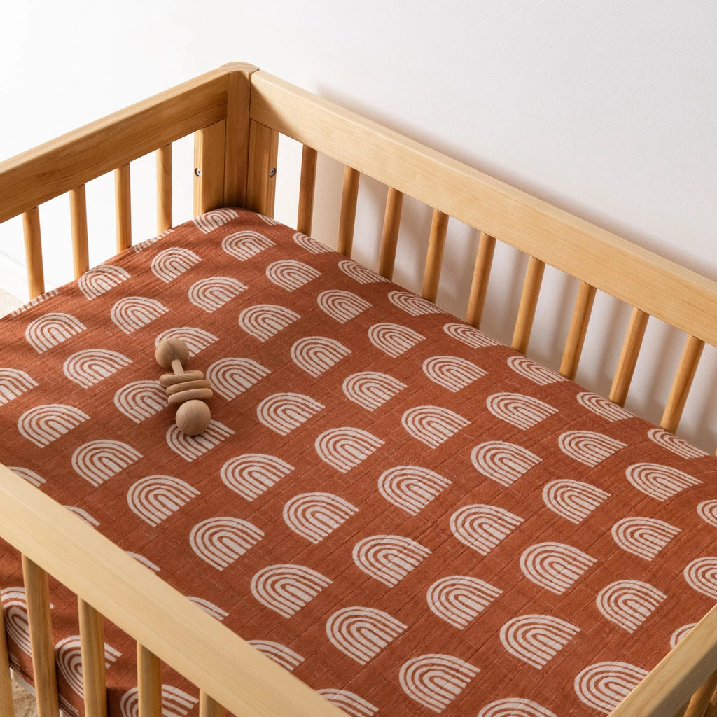 Babyletto | All-Stages Midi Crib Sheet | Terracotta Rainbow