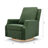 Babyletto | Crewe Recliner and Swivel Glider | Forest Green Velvet with Light Wood Base