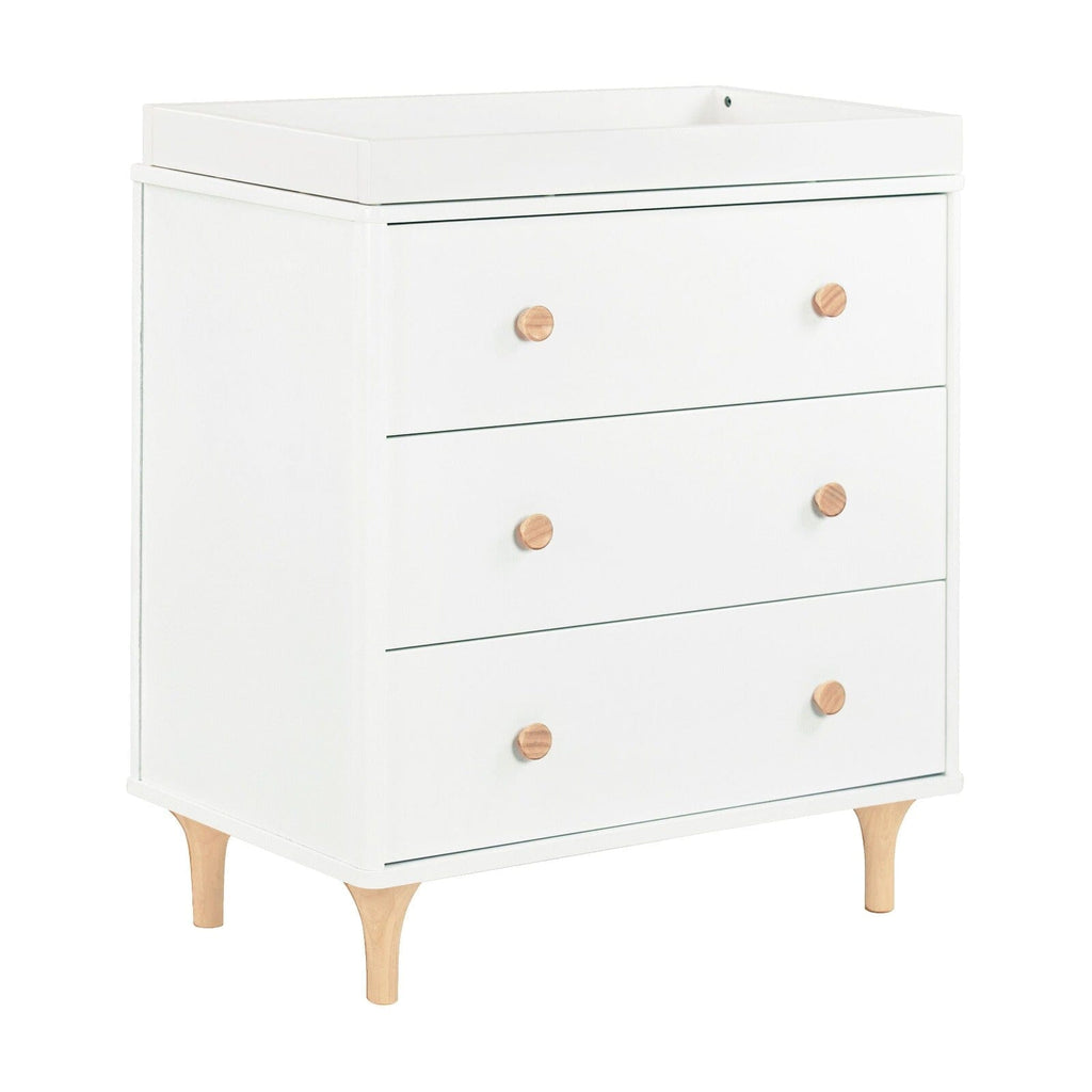 Lolly 3-Drawer Changer Dresser with Removable Changing Tray | White / Natural Babyletto White / Natural S 