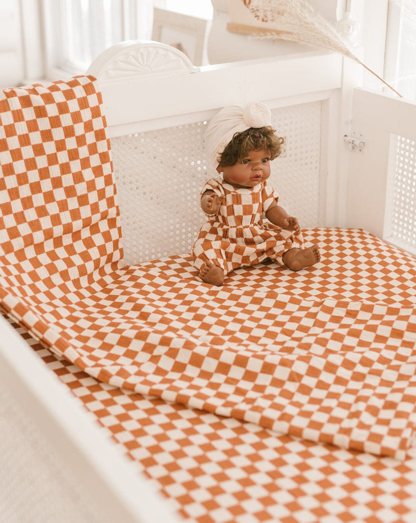 Checker Crib Sheet | Clay Swaddling Blankets Bohemian Mama The Label Clay One Size 