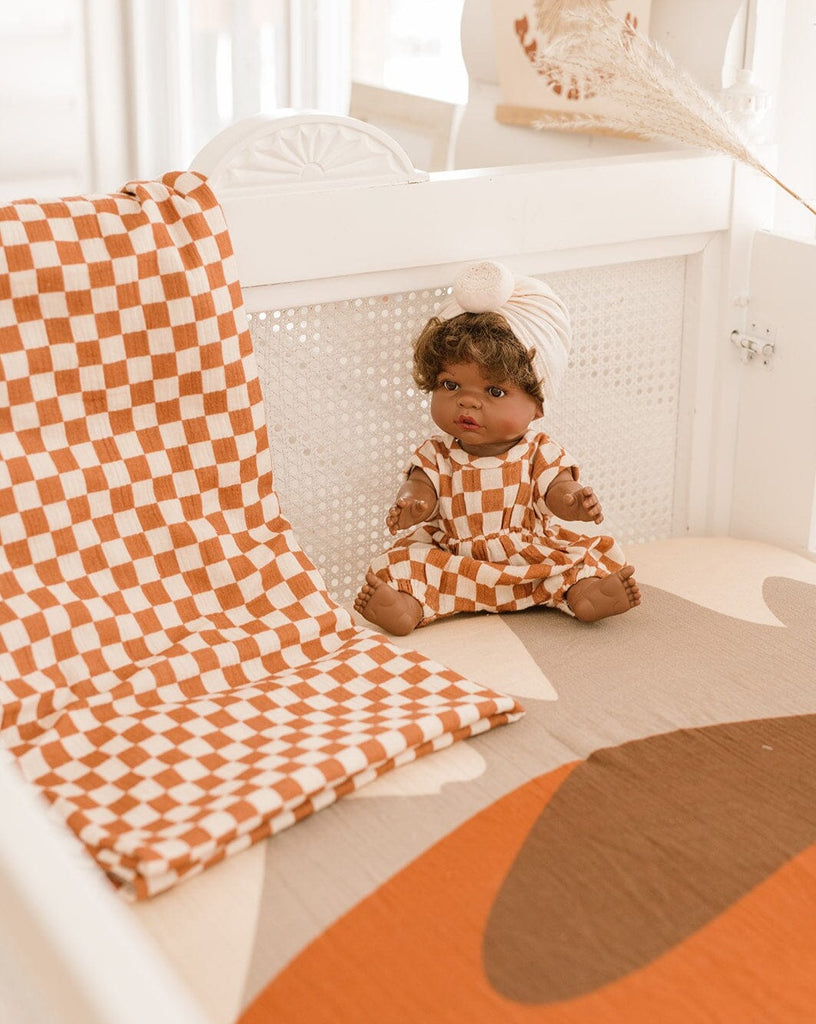 Massy Checker Swaddle | Clay Swaddling Blankets Bohemian Mama The Label 