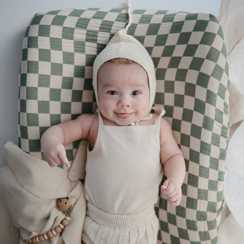 Changing Pad Cover | Olive Check | Mushie - Baby Accessories
