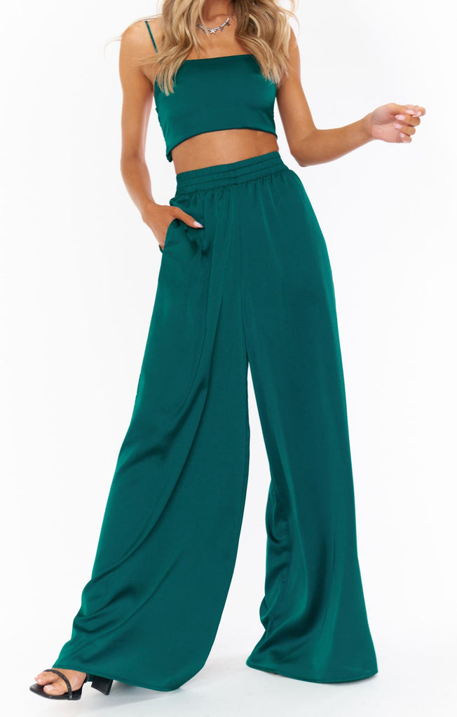 Irwin Pants | Emerald Luxe Satin Pants Show Me Your Mumu Emerald Luxe Satin XS 