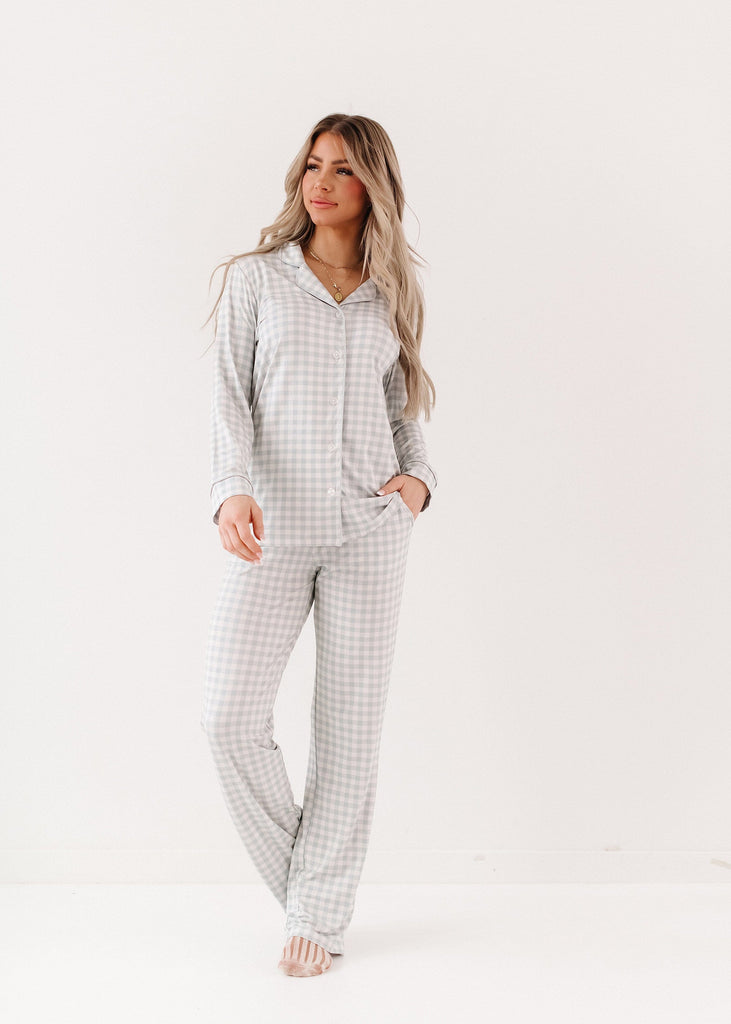 Womens Mint Gingham Pajama Set by Loocsy Loocsy 