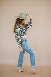 Smocked Cropped Top - Dandy Floral | Bohemian Mama - Women's Clothing