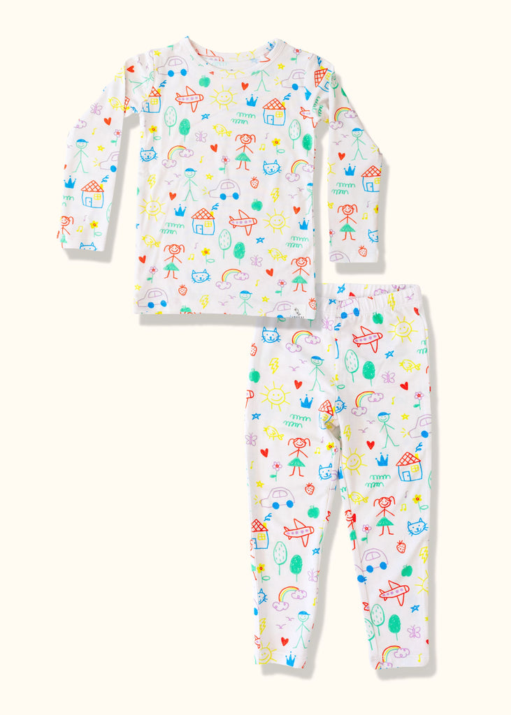 Doodles Pajama Set | Multi Pajamas Loocsy 6-12M 