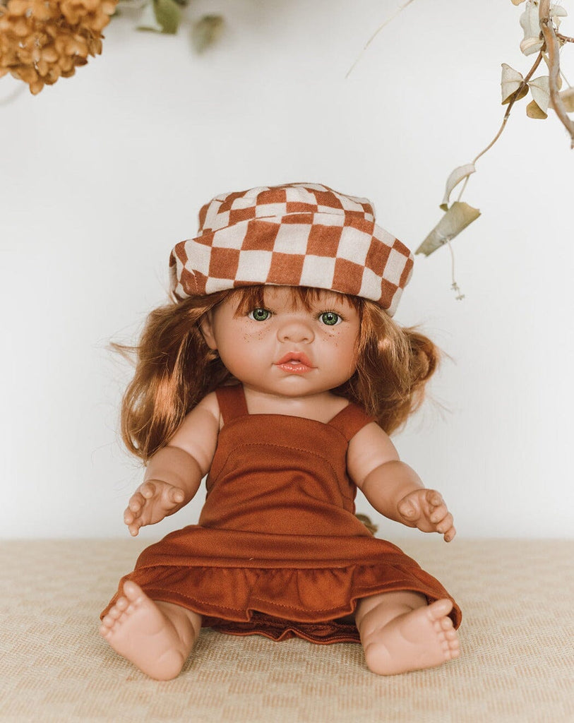 Dress and Bucket Hat Bundle | Clay Checker | Bohemian Mama Littles - Doll Clothing