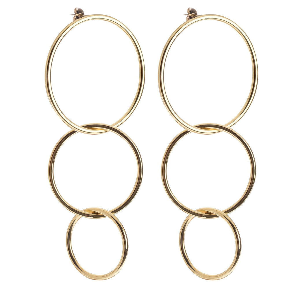 Triple Interlinking Circle Drop Earrings by eklexic eklexic GOLD 