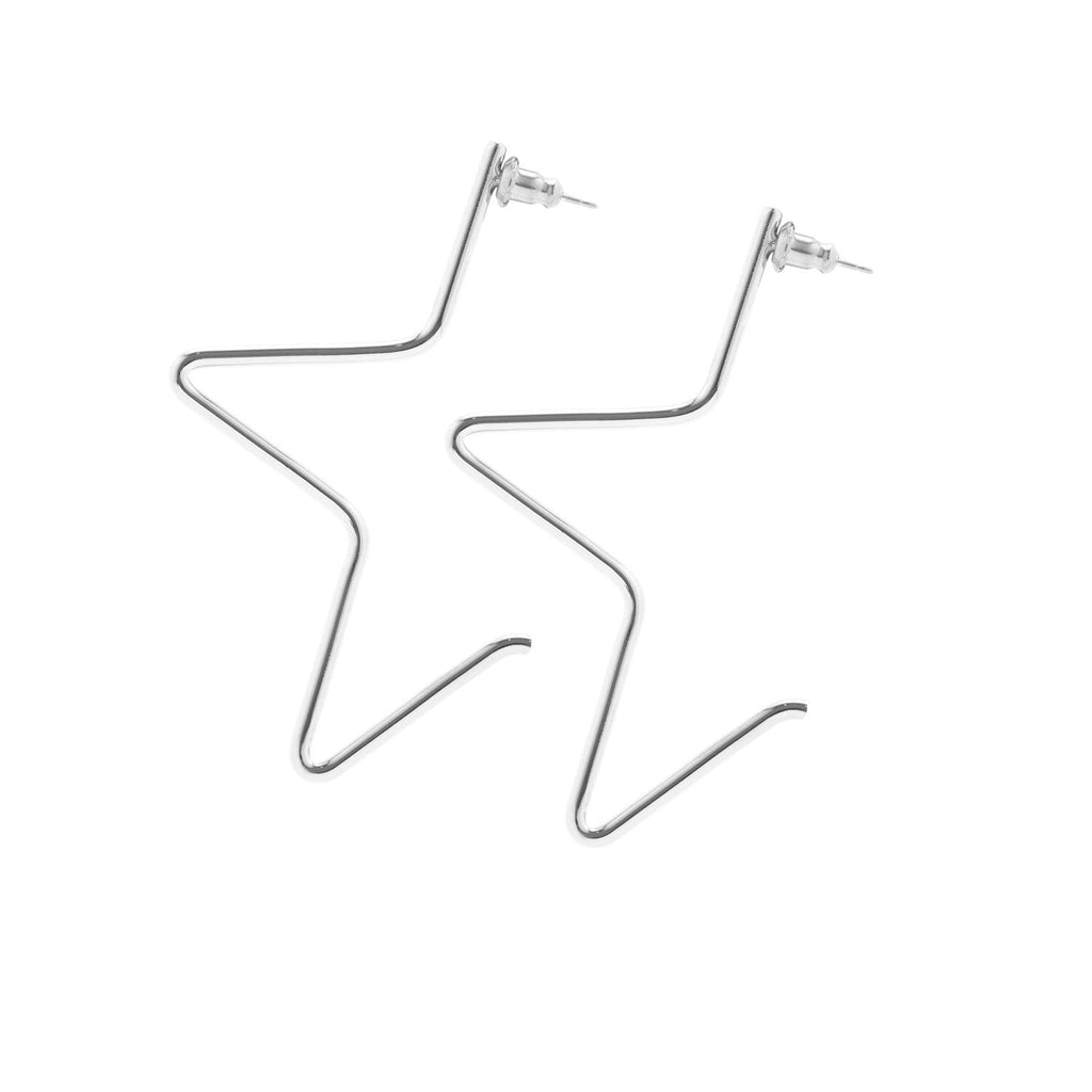 Large 1/2 Star Earrings by eklexic eklexic SILVER 