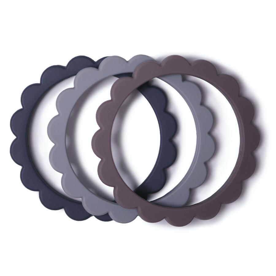 Flower Teething Bracelet 3-Pack (Steel/Dove Gray/Stone)