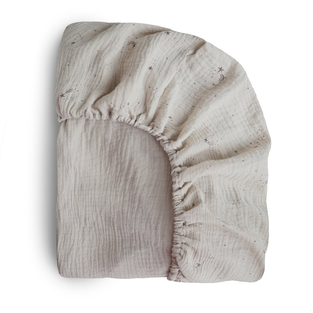 Extra Soft Muslin Crib Sheet (Falling Stars) | Mushie - Baby Bedding