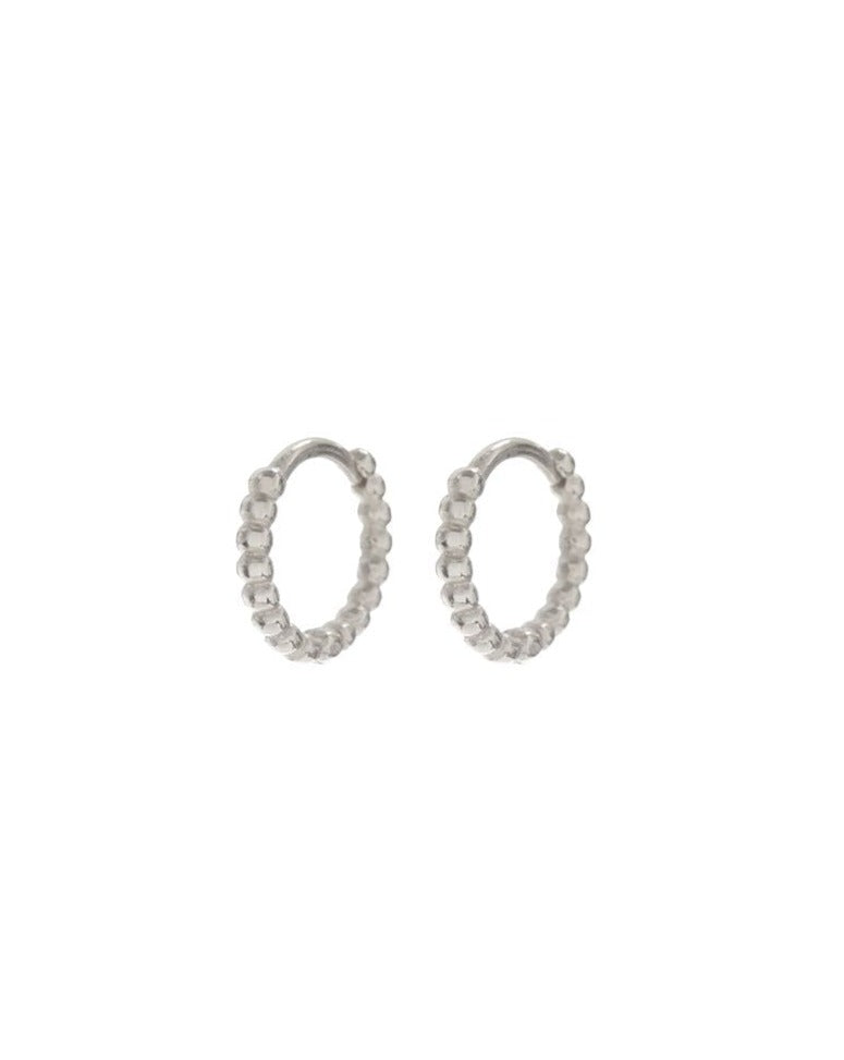Mini Continuous Beaded Huggies - Silver Earrings Luv Aj Mini Continuous Beaded Huggies - Silver | Luv AJ - Women's Jewelry