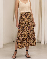 Hazel Leopard Slip Midi Skirt - Cognac | Kivari - Women's Clothing