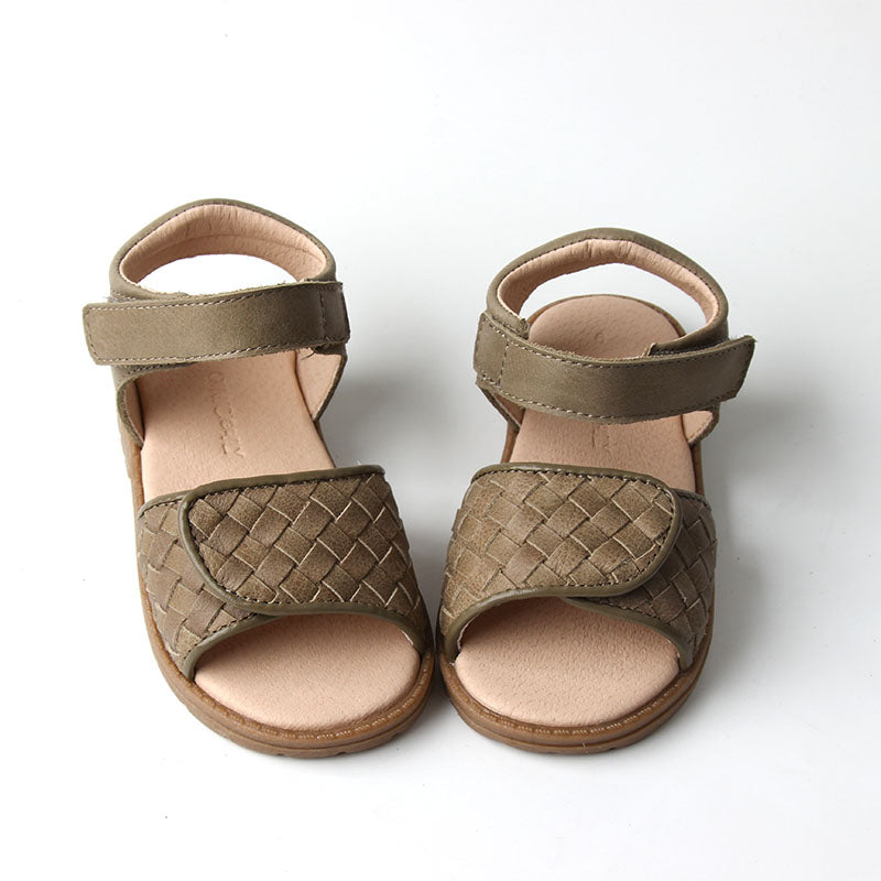 Leather Woven Sandal | Color 'Cactus' | Hard Sole Shoes Consciously Baby Shoes Cactus 5 (12 - 18 months) 