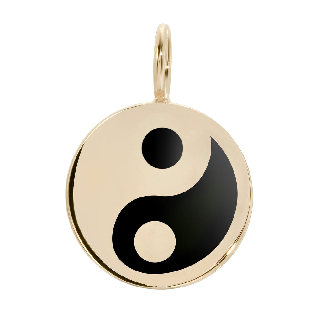 Large Black Enamel Yin Yang Pendant by eklexic eklexic GOLD 