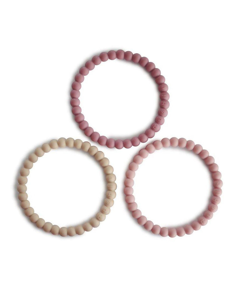 Pearl Teething Bracelet 3-Pack (Linen/Peony/Pale Pink) | Mushie - Baby's and Toddler's Feeding Accessories