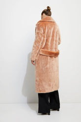 Unreal Fur | Long Mac Coat | Dusty Peach